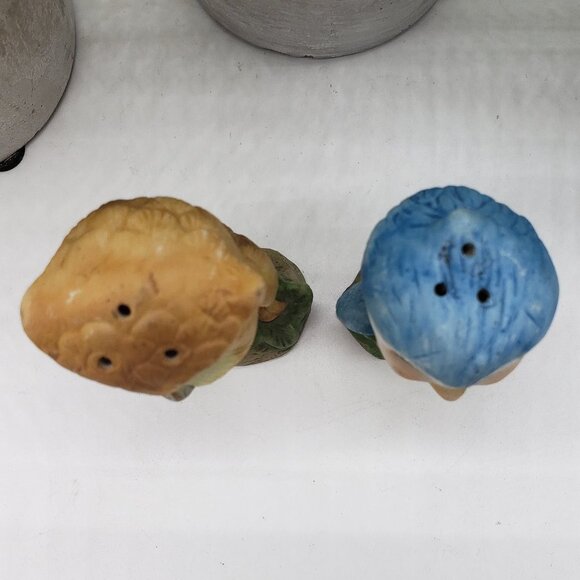 Brown Owl and Blue Bird Ceramic Bisque Salt & Pepper Shaker Set - Picture 4 of 8